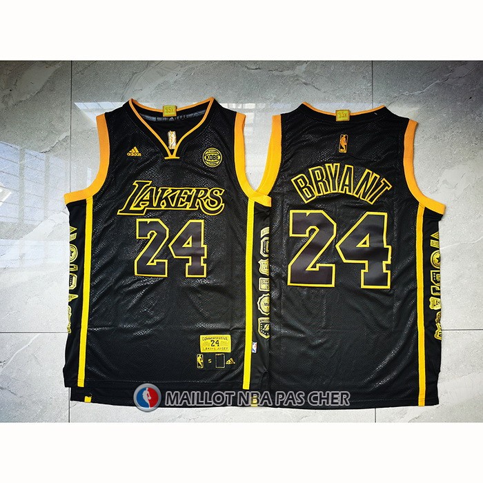 Maillot Los Angeles Lakers Kobe Bryant NO 24 Retired Noir